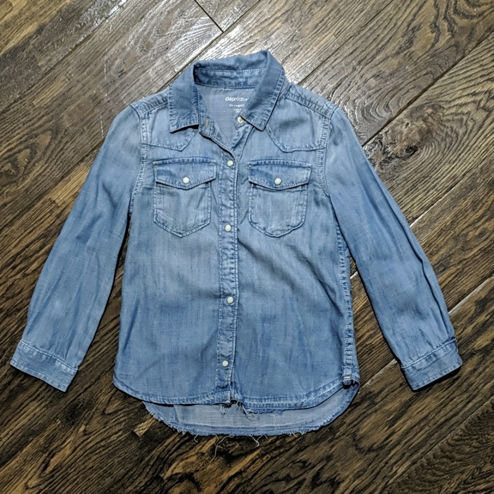 Gap Distressed Denim Button Down